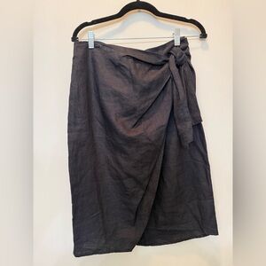 Saks Fifth Avenue 100%‎ Linen Black Wrap Skirt - Size S